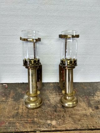 Vintage Railway Train Carriage Home Wall Sconces Candle Brass Glass