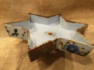 Ken Edwards Tonala Mexico Stoneware Star Trinket Dish Tray Butterflies Flowers