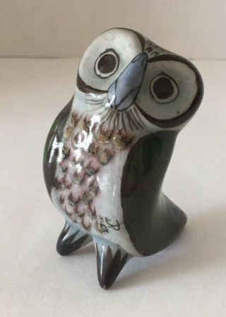 Vintage Mexican Pottery Owl Ceramic Mid Century Modern Signed Tonala Bird Mexico
