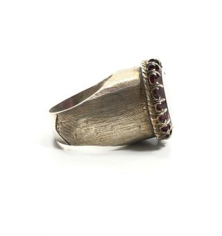 Vintage Midcentury Victorian? Sterling Silver 925 Red Stone Cocktail Ring Size 9 3