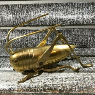 Vintage Brass Grasshopper Cricket Insect Locust Bug Antennae Moving Parts