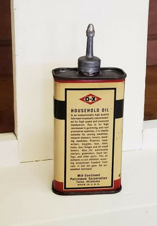 1920 - 50 ' s (4oz. ) Vintage D - X Household / Handy Lead Top Oil Can 2
