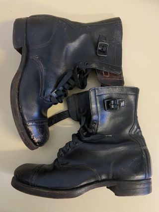 Wwii Us Army Paratrooper Jump Leather Boots Sz 9.  5 1940’s Experimental Buckle