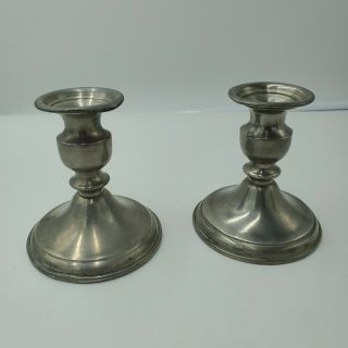 Vintage Weighted Leonard Pewter Candle Stick Holders Bolivia