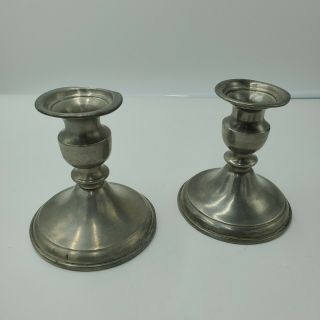 Vintage Weighted Leonard Pewter Candle Stick Holders Bolivia 2