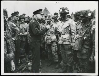 Wwii D - Day 1944 Ike & Paratroopers 101st Airborne Type 1 Photo Iconic