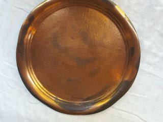 Vintage Round Hand - Hammered Copper Platter Nearly15 "