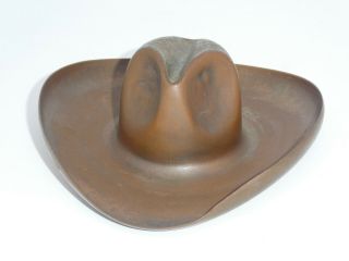 Vintage Gregorian Solid Copper Cowboy Hat Ashtray Figurine Made In U.  S.  A.