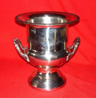 Silver Plate Champagne Ice Bucket Decorative Rim And Handles Very