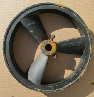 Vintage 3 Spoke 10 " V - Belt Groove Pulley Wheel Cast Iron Farm Industrial Machine