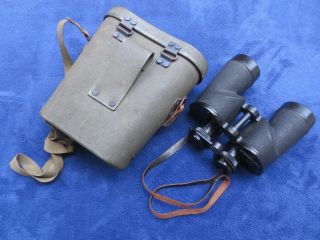 Ww2 Us Marine Corps 7x50 Binoculars And Case Maker Bausch & Lomb