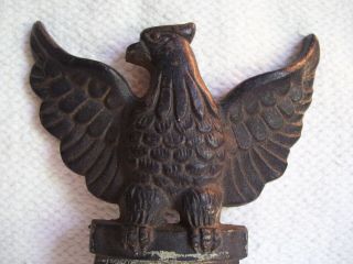 Vintage Cast Iron Bald Eagle Perched on Ledge with Bunting Wall Plaque Barn Find 3