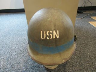 Post Wwii Us Navy M - 1 Helmet With Liner