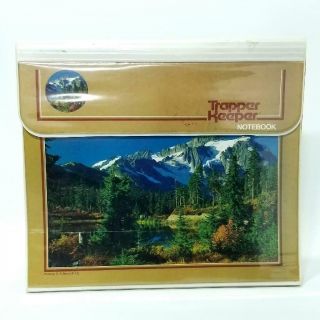 Vtg 80s Trapper Keeper W/ 3 Portfolio Folders - Snowy Mountains Forest