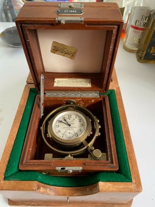 Wwii 1943 Hamilton Model 22 Chronometer U.  S.  Navy 27 - 1943 W/ Paperwork
