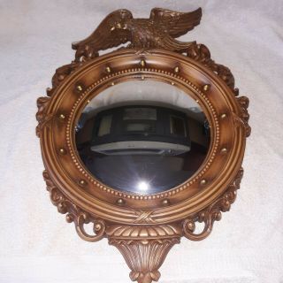 Vintage Large Syroco 4007 Eagle Federal Convex Mirror,  21 " T,  15 " W From The 60s