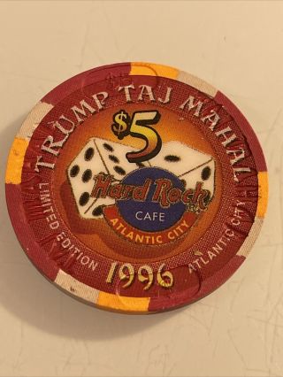 Trump Taj Mahal Hard Rock Cafe Grand Opening $5 Casino Chip Atlantic City Nj