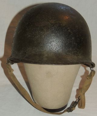 Ww2 Wwii American U.  S.  M1 Helmet Front Seam Fixed Bale Firestone Liner Chinstrap