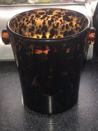 Vintage Hand Blown Tortoise Shell Glass Ice/champagne Bucket,  Italy