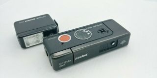 Vintage AGFA OPTIMA 5000 Pocket 110 film CAMERA w/OPTIMA POCKET LUX Flash 2
