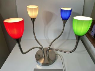 Vintage Mid - Century 4 Light Multi - Color Glass Adjustable Goosenecks Lamp 3 - Way