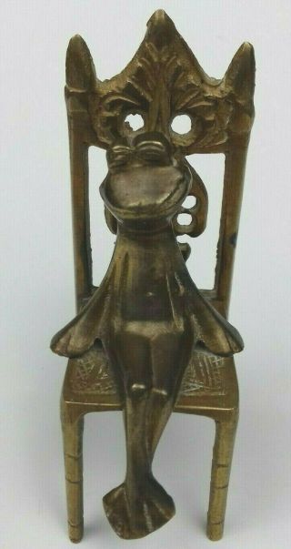 Vintage Brass Frog Ornament 105 Grams 4.  5 "