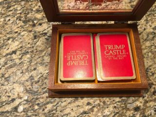Trump Castle of Atlantic City playing Cards In Wood & Glass Box 2
