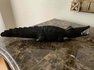 Vintage Black Alligator Ebony Wood Hand Carved Angola Africa Crocodile
