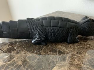 Vintage Black Alligator Ebony Wood Hand Carved Angola Africa Crocodile 2