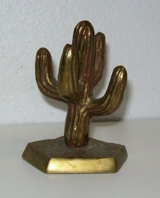Vintage Small Brass Cactus Figurine 3 1/4 " Tall