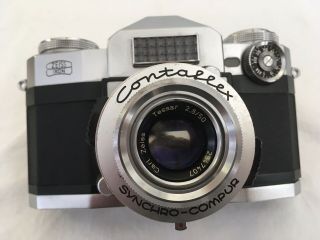 Vintage Zeiss Ikon Contaflex 35mm Film Camera w/ Carl Zeiss Tessar 50mm 2.  8 Lens 2