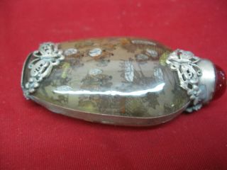 Vintage Chinese Glass Snuff Bottle with Sterling Silver Wraps 3