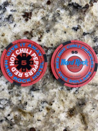 Hard Rock Las Vegas 1995 Red Hot Chili Peppers $5 Casino Chip Mint/uncirculated
