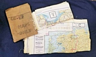 1943 Wwii British Silk Escape Map C/d & E/f 2 Sided European Germany France