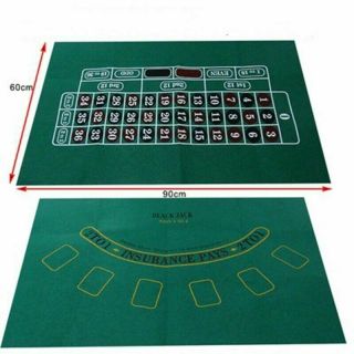 Blackjack Roulette 24 " X 36 " Green Felt - 2 Sided Vegas Table Layout