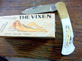 Nos Punchboard Trade Stimulator Prizes Pinup Knives The Vixin Frost Cutlery Doub