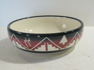 Native American Sioux Indian Pottery Decorated Bowl,  Signed High Elk Sioux
