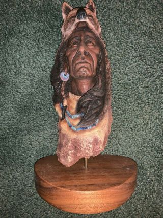 Blue Wolf Sculpture By Neil Rose Native American Indian 1139/2500