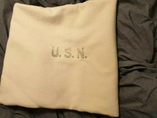 2 Vintage Us Navy Usn Military Field Wool Blanket Throw Cream 72 " X 46 "