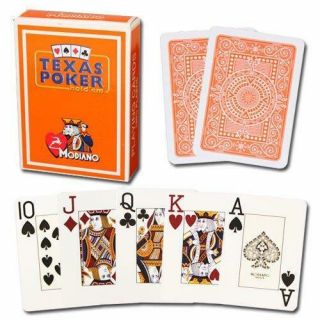 Orange Deck Modiano 100 Plastic Playing Cards Poker Size Jumbo Index Cut