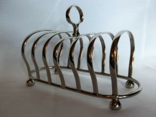 English Silver - Plated 6 - Slice Toast/ Letter/ Napkin Rack With Ball Feet