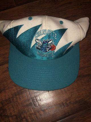 Vintage Charlotte Hornets Logo Athletic Snapback Hat Sharktooth Nba 90 