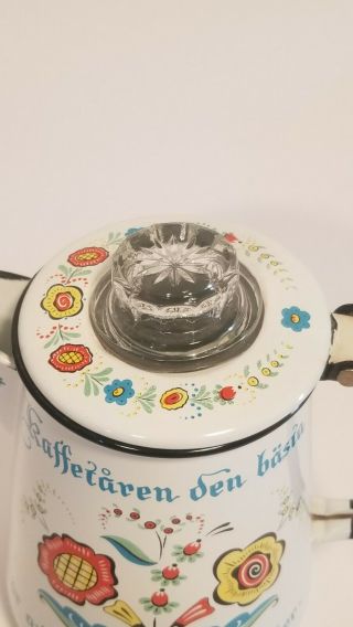 Vintage Swedish Scandinavian Enamelware Coffee Pot / Percolator 2