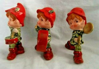 VINTAGE CHRISTMAS SET OF 3 PIXIES/ELVES PLAYING MUSICAL INSTRUMENT ' S FIGURINE ' S 2