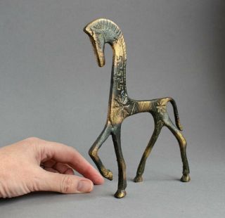 Vintage Brass Bronze Stylized Prancing Greek Horse Good Luck/prosperity