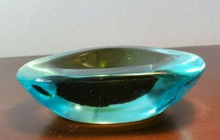 Vintage Mcm Murano Glass Dish/ Ashtray Vintage Blue And Green Art Glass