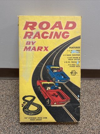 Vintage Marx Ford Mustang Road Racing Slot Car Set 19450 Near Complete 1960 
