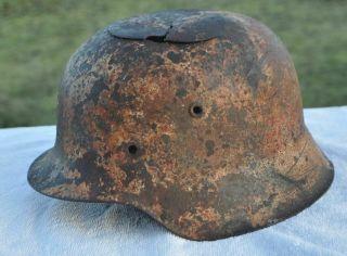 08 Wwii Germany German War Relic Combat Helmet M42 Winter Camo