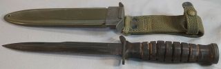 Wwii Us M3 Fighting Knife Imperial Blade Marked M8 Scabbard B1/4n