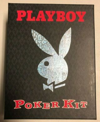 Playboy Poker Kit Boxed Set 2 Decks Cards Chips Book Leroy Neiman Illustrations